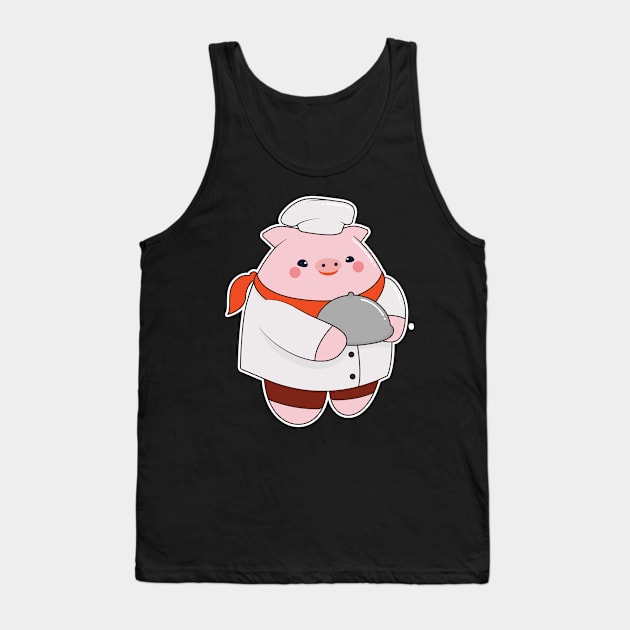 Pig as Cook with Platter Tank Top by Markus Schnabel